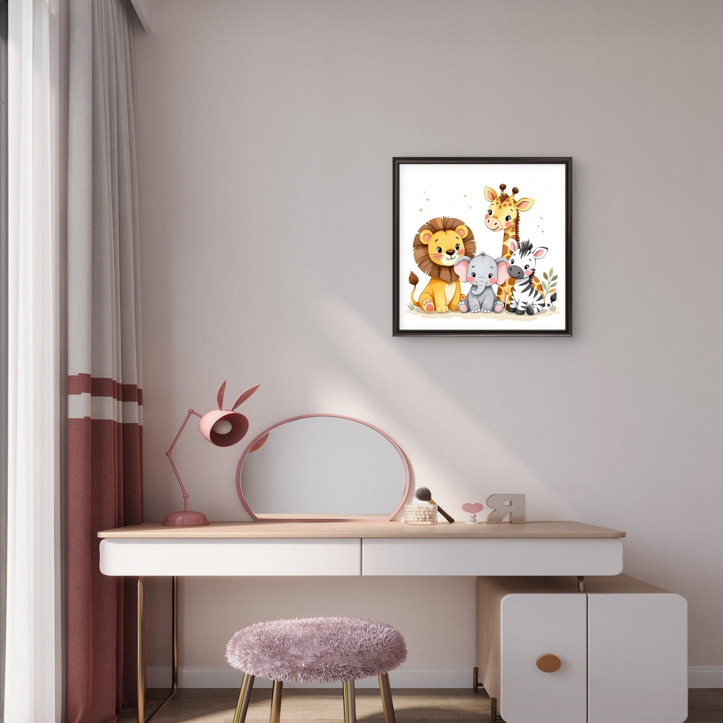 Safari Animals Nursery Wall Art | Cute Jungle Animal Print - Byeutifull Art