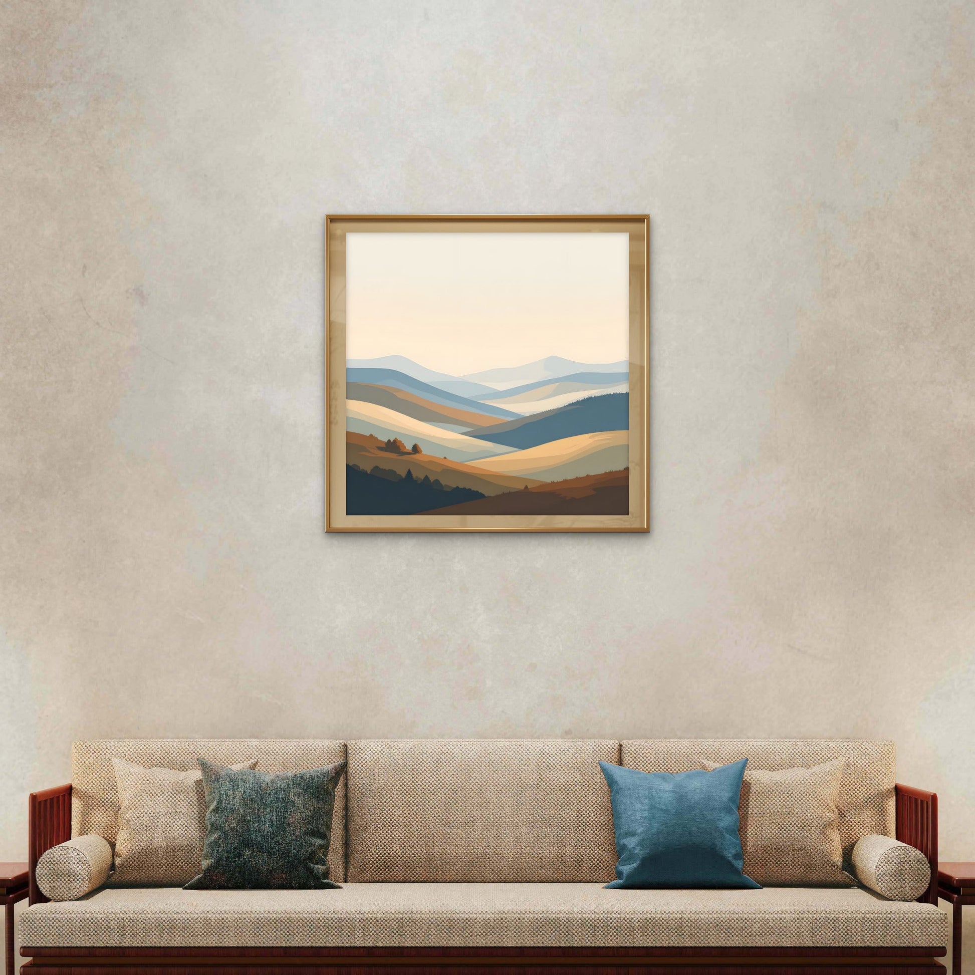 Serene Horizon Landscape Wall Art – Minimalist Neutral Nature Print - Byeutifull Art