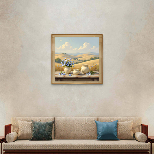 Summer Meadow Landscape Wall Art – Countryside Field Art Print - Byeutifull Art