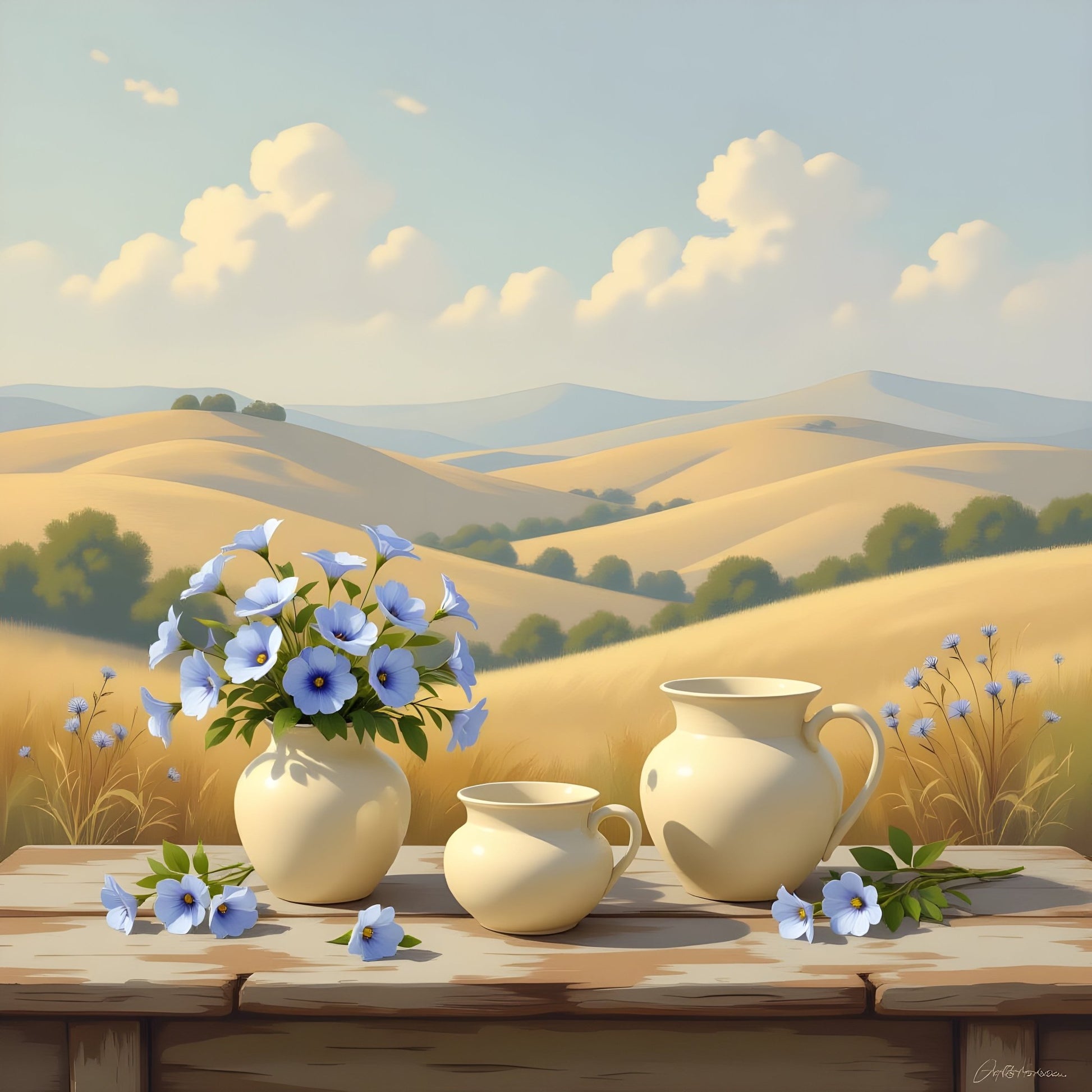 Summer Meadow Landscape Wall Art – Countryside Field Art Print - Byeutifull Art