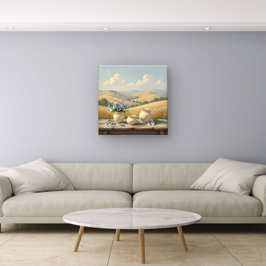 Summer Meadow Landscape Wall Art – Countryside Field Art Print - Byeutifull Art