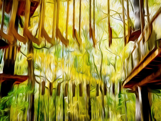 Treetop Trekking Along the St. Lawrence River Painterly View - Byeutifull Art