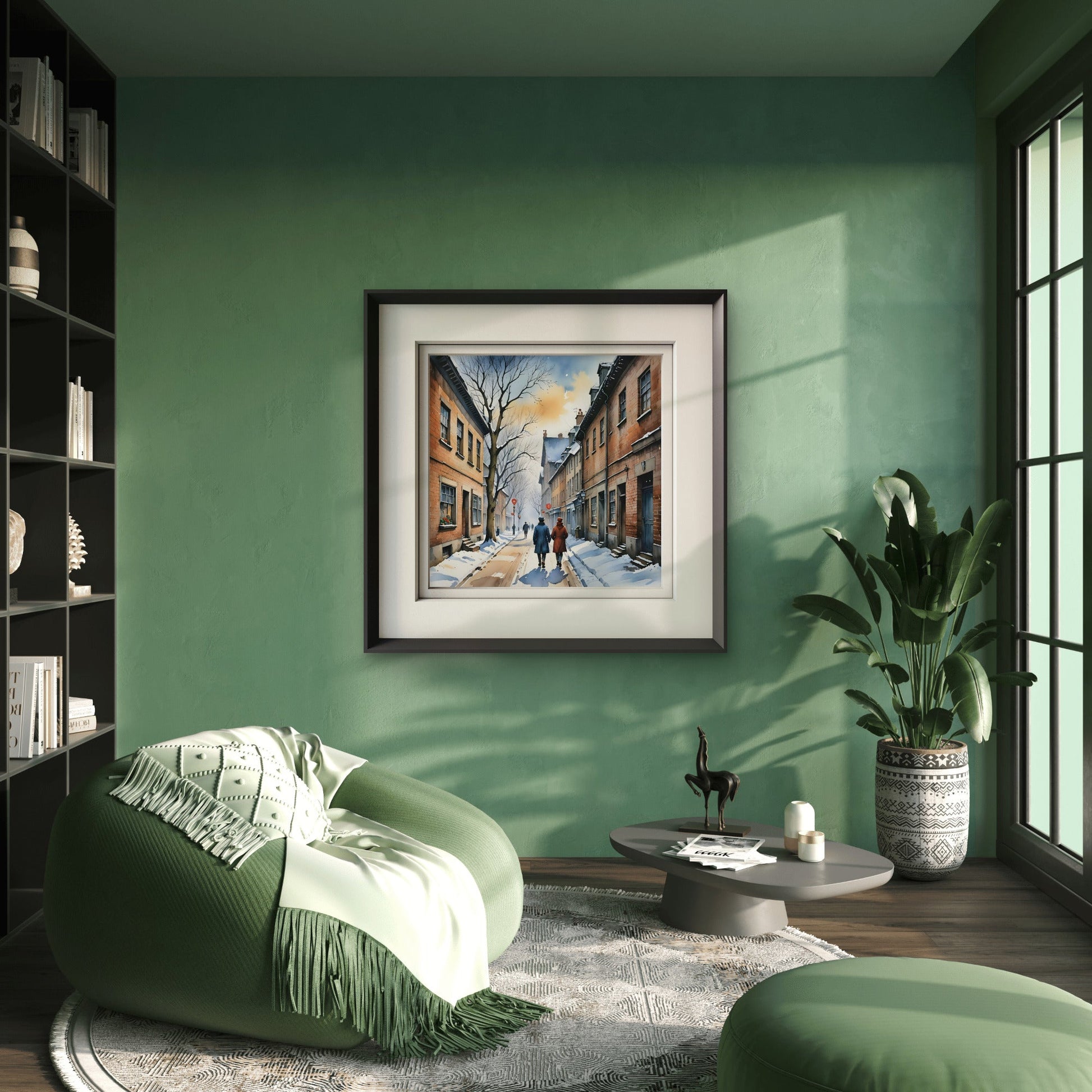 Victorian Winter Street Scene Wall Art – Vintage Snowy City Print - Byeutifull Art