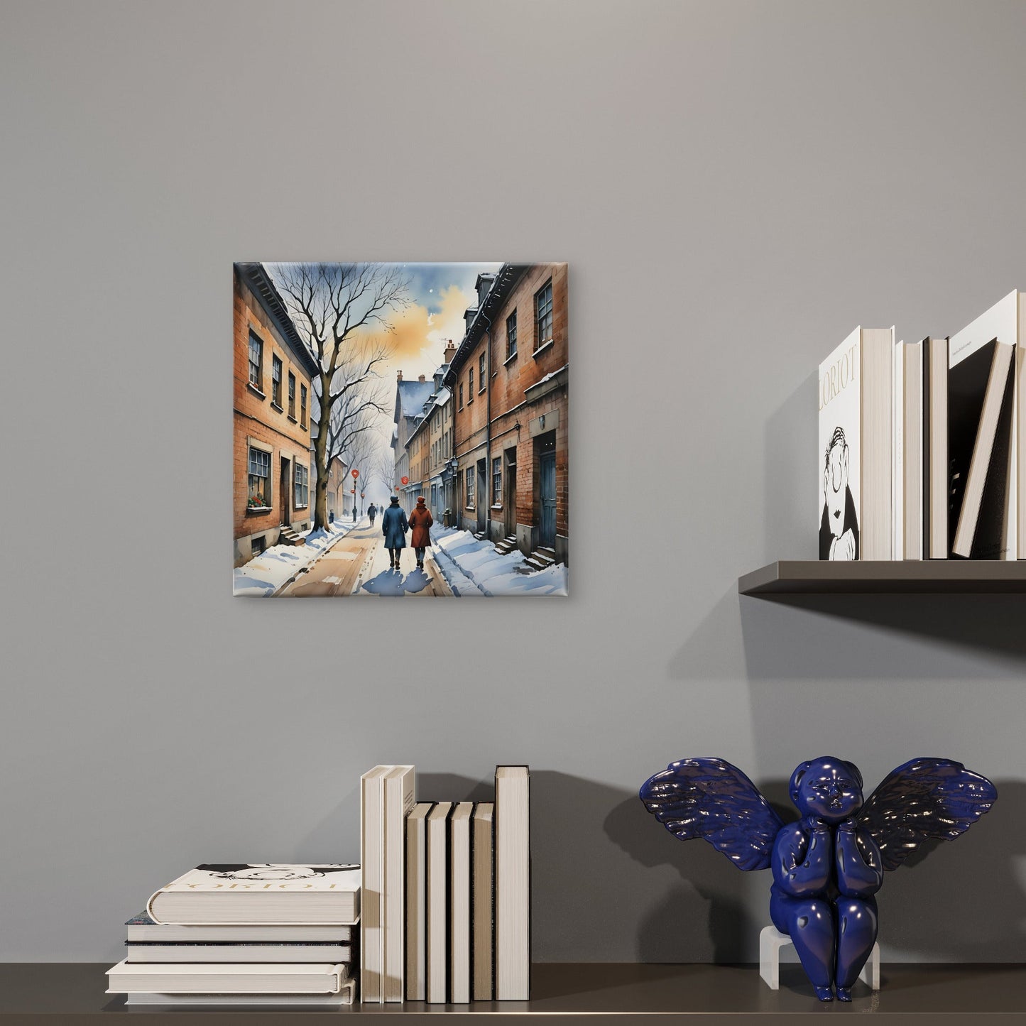 Victorian Winter Street Scene Wall Art – Vintage Snowy City Print - Byeutifull Art