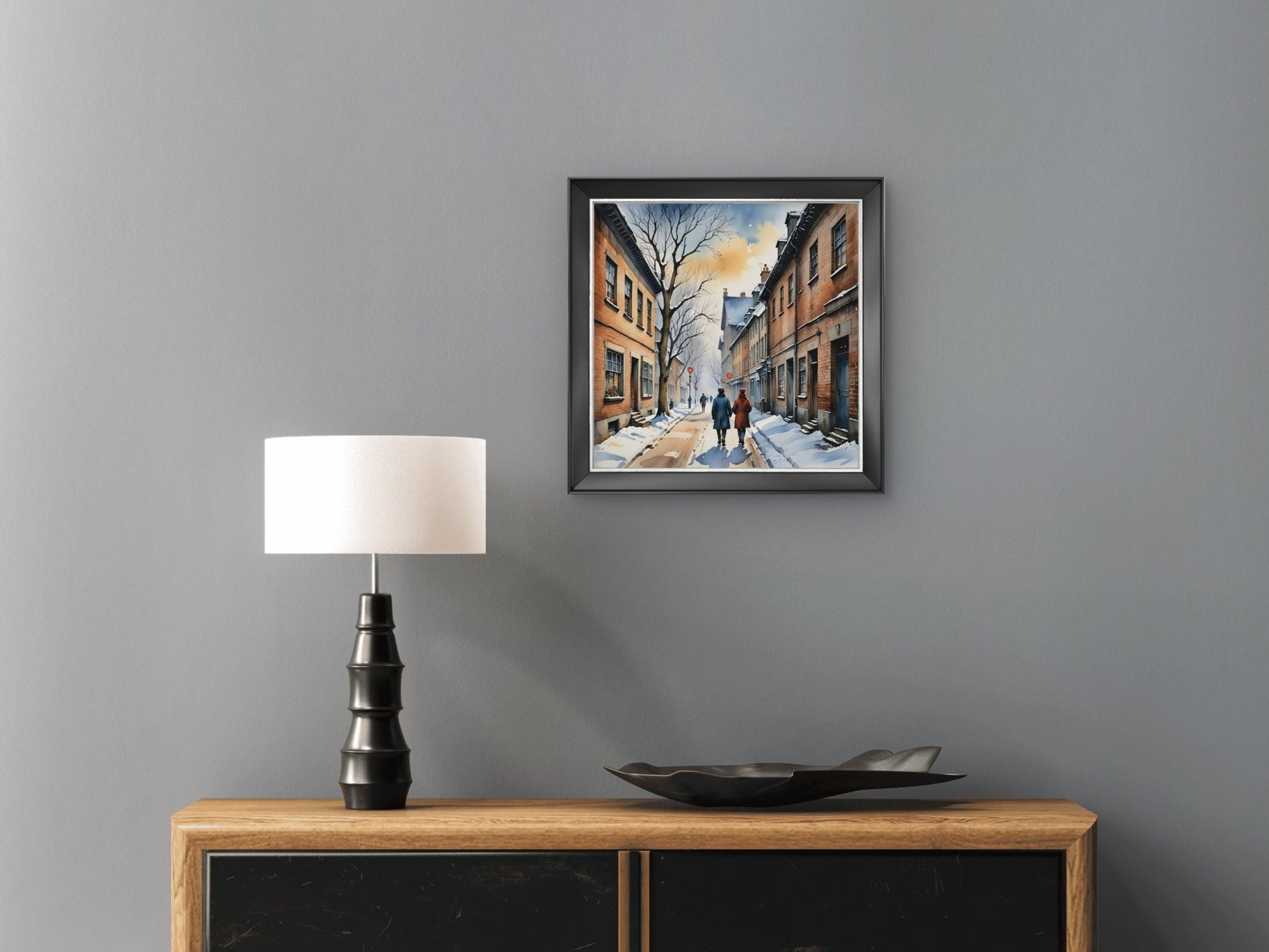 Victorian Winter Street Scene Wall Art – Vintage Snowy City Print - Byeutifull Art