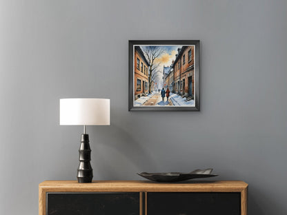 Victorian Winter Street Scene Wall Art – Vintage Snowy City Print - Byeutifull Art
