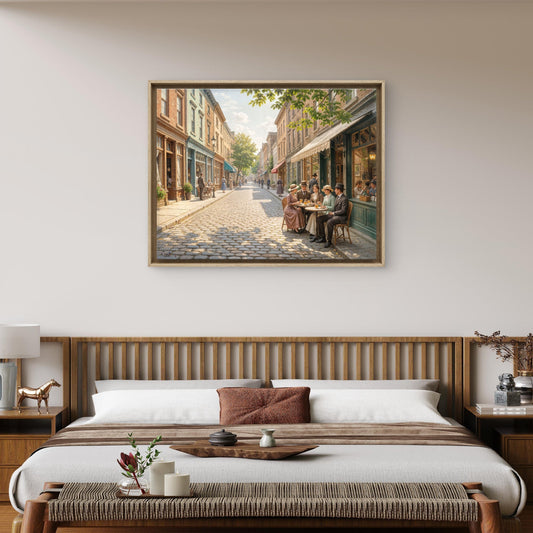 Vintage Old Montreal Street Scene Wall Art Print – Summer Stroll Cityscape Decor - Byeutifull Art