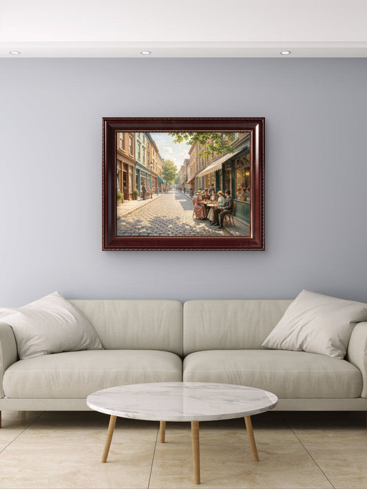 Vintage Old Montreal Street Scene Wall Art Print – Summer Stroll Cityscape Decor - Byeutifull Art
