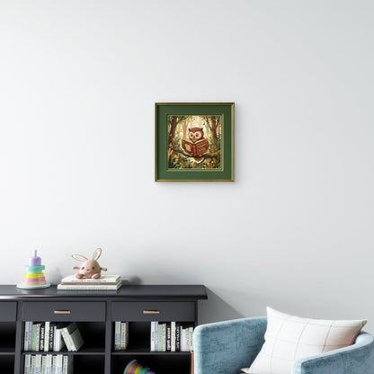 Wise Owl Wall Art | Woodland Owl Reading Illustration - Byeutifull Art