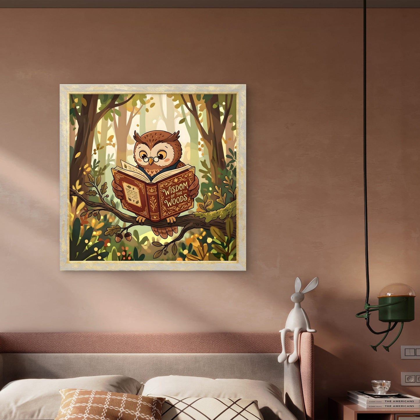 Wise Owl Wall Art | Woodland Owl Reading Illustration - Byeutifull Art