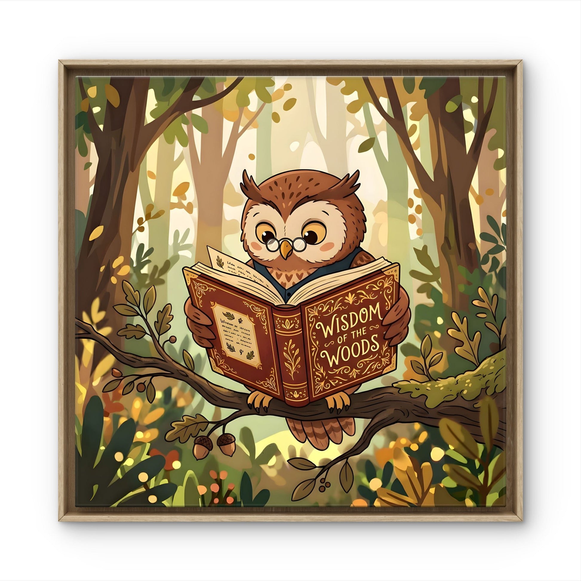 Wise Owl Wall Art | Woodland Owl Reading Illustration - Byeutifull Art