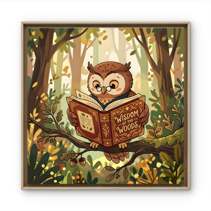 Wise Owl Wall Art | Woodland Owl Reading Illustration - Byeutifull Art