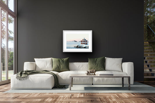 Wooden Gazebo on a rocky outcrop over St. Lawrence River - Byeutifull Art